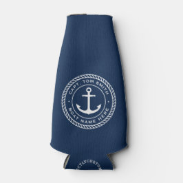 Porta-garrafa Capitão personalizado e borda da corda âncora do n