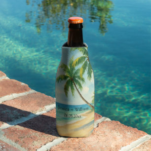 Porta-garrafa Casamento de Verão na Ilha Tropical Beach