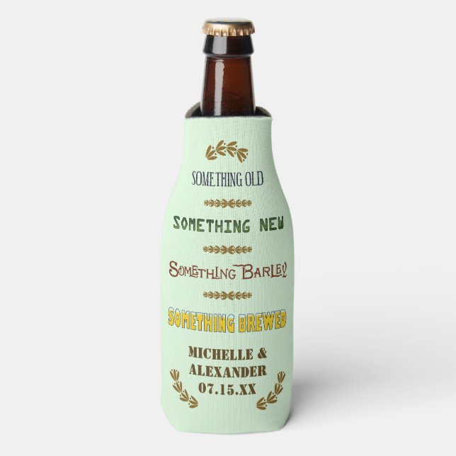 Porta-garrafa Casamento Favorece Algo Criando Cerveja Personaliz (Frente da Garrafa)