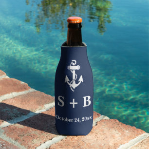 Porta-garrafa Casamento marinho Azul Anchor Náutico Praia Oceâni