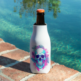 Porta-garrafa Caveira Floral no Estilo Vaporwave