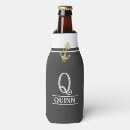 Porta-garrafa Cinzas Escuras Náuticas Monograma Frigorífico