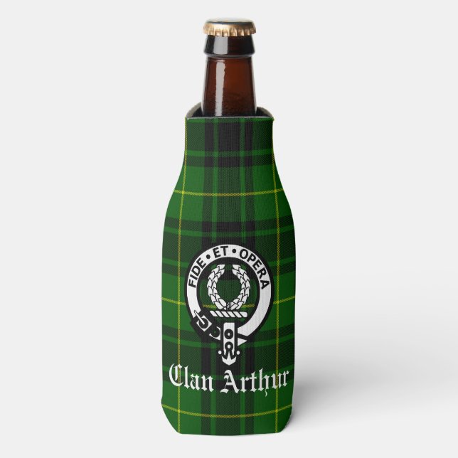 Porta-garrafa Clan Arthur / MacArthur Crest & Tartan (Frente da Garrafa)