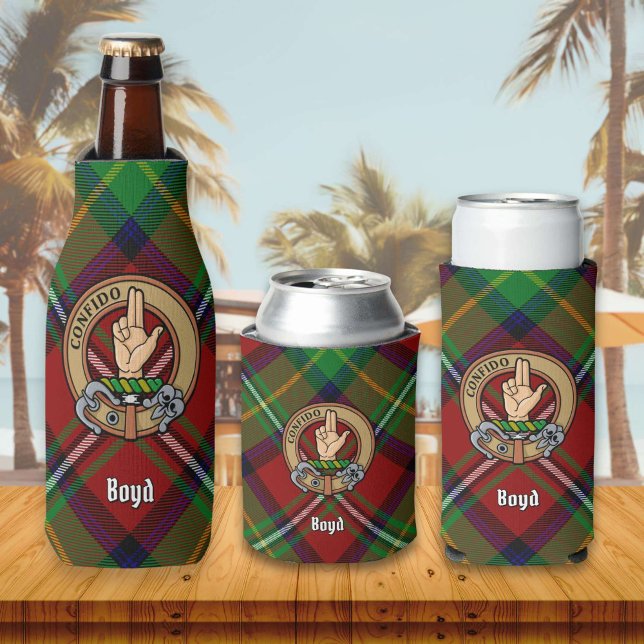 Porta-garrafa Clan Boyd Crest sobre Tartan (Criador carregado)