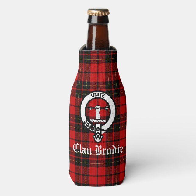 Porta-garrafa Clan Brodie Crest Crachá e Tartan (Frente da Garrafa)