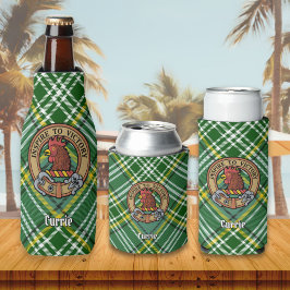 Porta-garrafa Clan Currie Rooster Crest sobre Tartan