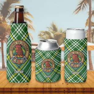 Porta-garrafa Clan Currie Rooster Crest sobre Tartan