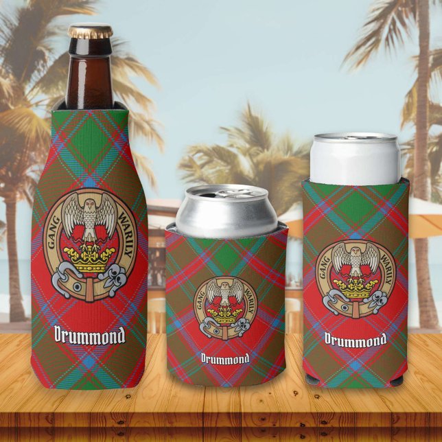 Porta-garrafa Clan Drummond Crest sobre Tartan (Criador carregado)