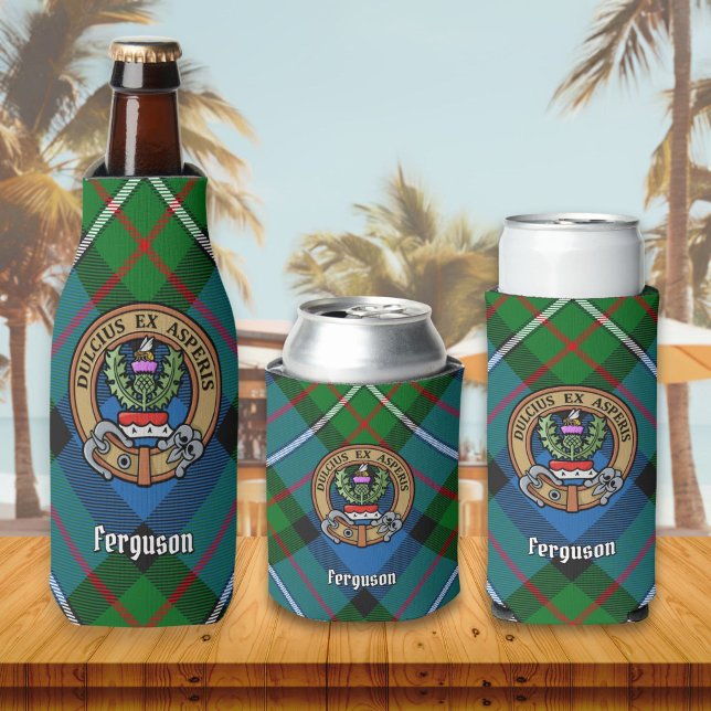 Porta-garrafa Clan Ferguson Crest sobre Tartan Bottle Cooler (Criador carregado)