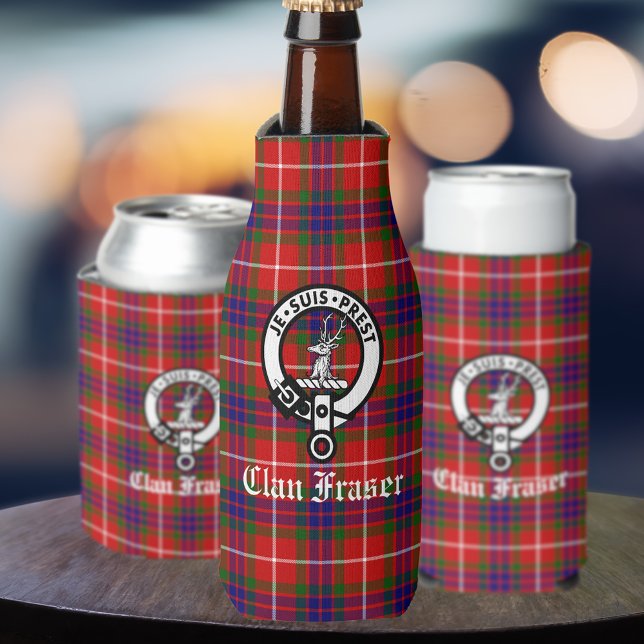 Porta-garrafa Clan Fraser Crest Crachá e Tartan (Also available for standard and  seltzer cans.)