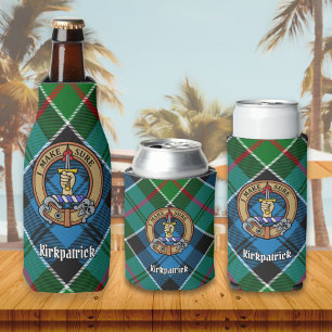 Porta-garrafa Clan Kirkpatrick Crest sobre Tartan