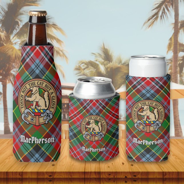 Porta-garrafa Clan MacPherson Crest sobre Tartan Bottle Cooler (Criador carregado)