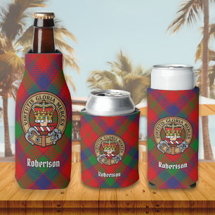 Porta-garrafa Clan Robertson Crest sobre Tartan