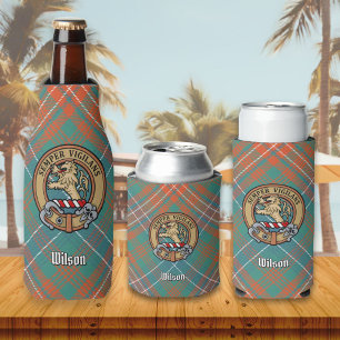 Porta-garrafa Clan Wilson Crest sobre o Antigo Tartan
