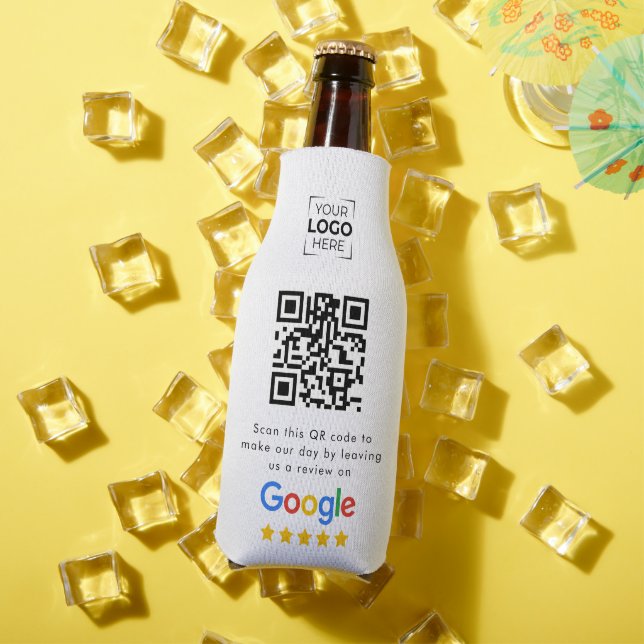 Porta-garrafa Código QR de Avaliação do Google Negócios (Verão in situ)
