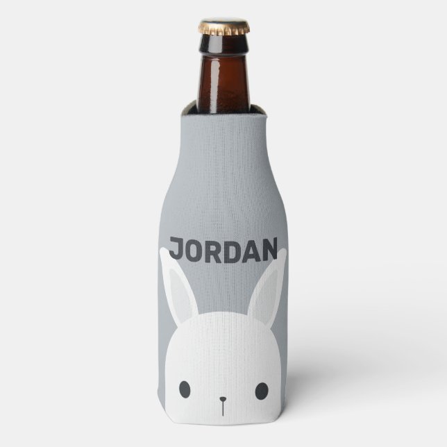 Porta-garrafa Coelho Bonito com Nome Personalizado (Frente da Garrafa)