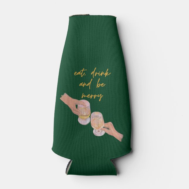 Porta-garrafa Coma, beba e seja Feliz, Feliz, Natal, Retro (Frente)