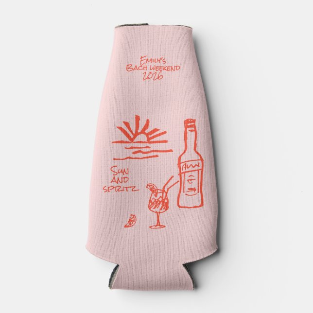 Porta-garrafa Convite de Sol e Spritz para Despedida de Solteira (Frente)