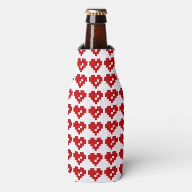 Porta-garrafa Coração Pixel Amor de 8 Bits (Frente da Garrafa)