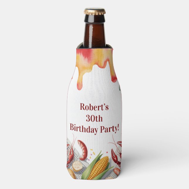 Porta-garrafa Crawfish Boil Birthday Party For Adults (Frente da Garrafa)