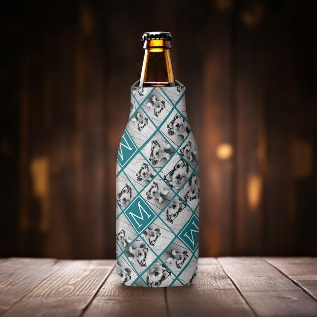 Porta-garrafa Crie seu próprio Monograma Personalizado de Colage (All over photo collage pattern - Personalize this bottle cooler with your monogram.)