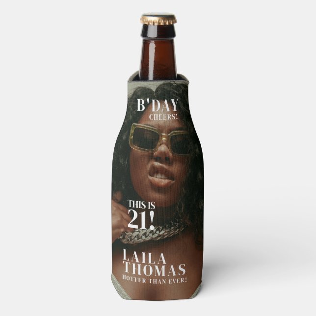 Porta-garrafa Custom Birthday Party Magazine Cover Cheers (Frente da Garrafa)