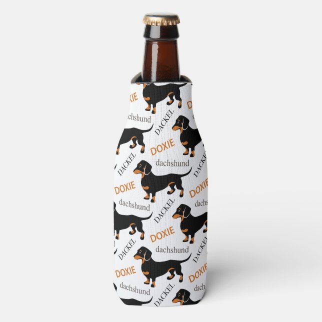 Porta-garrafa Dachshund Pattern Bottle Cooler (Frente da Garrafa)