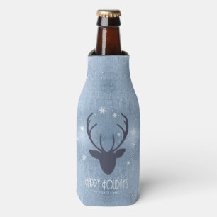 Porta-garrafa Deer Antlers Silhouette & Snowflakes Blue ID861