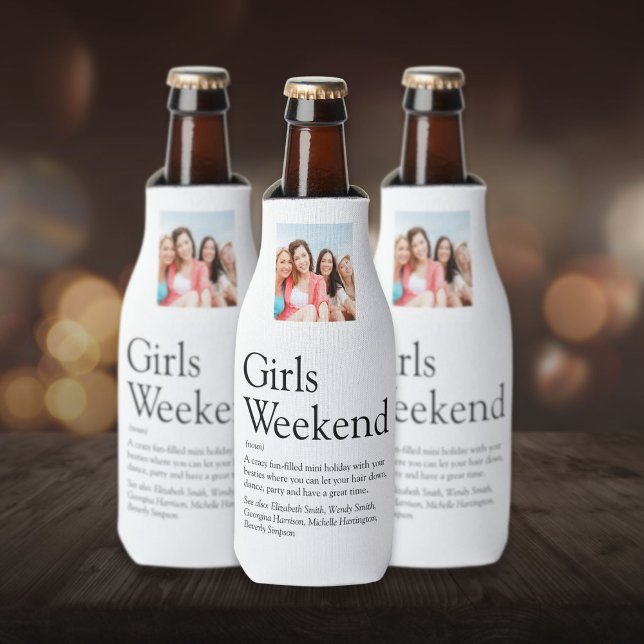 Porta-garrafa Definição de Fim de Semana das Meninas Personaliza (Personalized Girls Weekend Definition Photo Bottle Cooler)