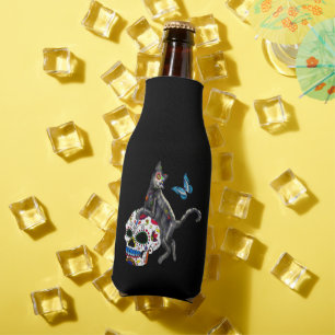 Porta-garrafa Dia Do Crânio E Borboleta De Açúcar De Gato Morto