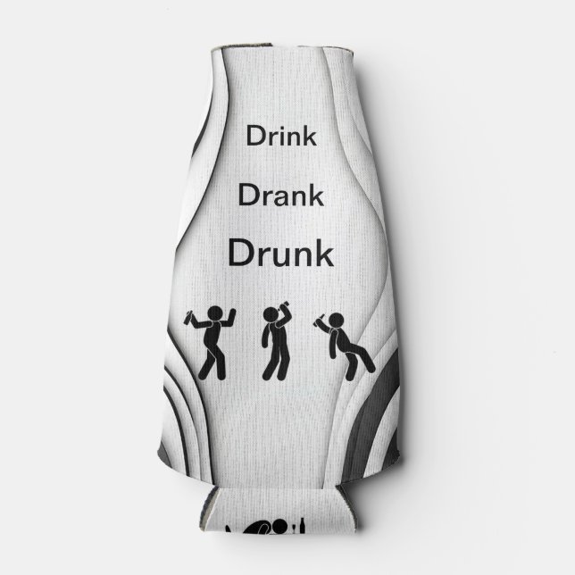 Porta-garrafa “Drink, Drank, Drunk” Koozie Isolante de Garrafa (Frente)