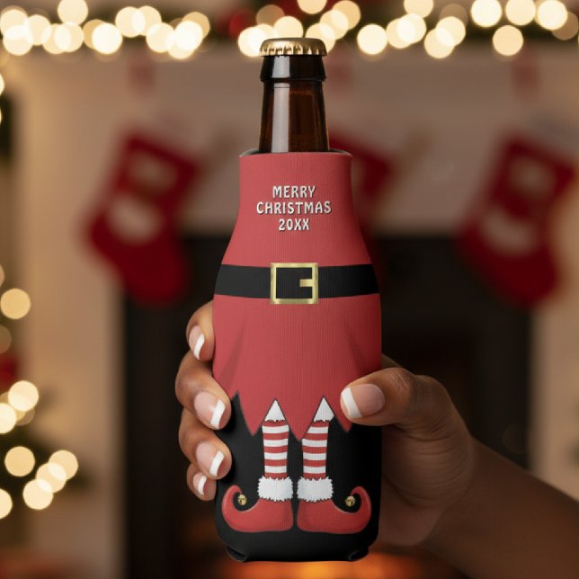 Porta-garrafa Duende de Natal Vermelho das Festas (Christmas Elf Holiday Red Bottle Cooler
)