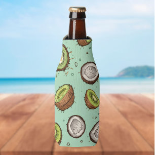 Porta-garrafa Duo de Kiwi & Coco Frutas Tropicais em Aquarela