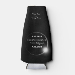 Porta-garrafa Eclipse Solar de 2024 e 2017 com Datas Duplas