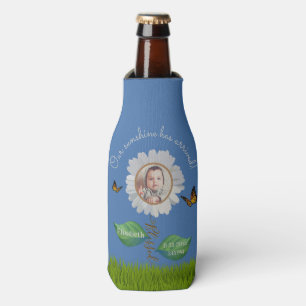 Porta-garrafa Elegante Daisy Blue Floral Cute Baby Photo e Name