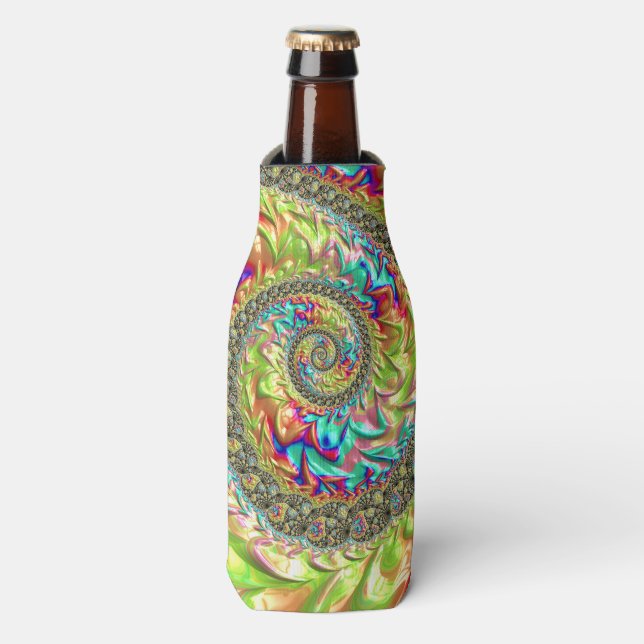 Porta-garrafa Espiral Fractal, Fractal, De Groovy Vibrante Color (Frente da Garrafa)