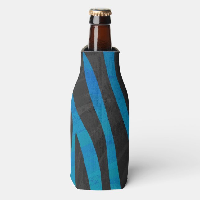 Porta-garrafa Estampa Zebra Preto e Azul (Frente da Garrafa)