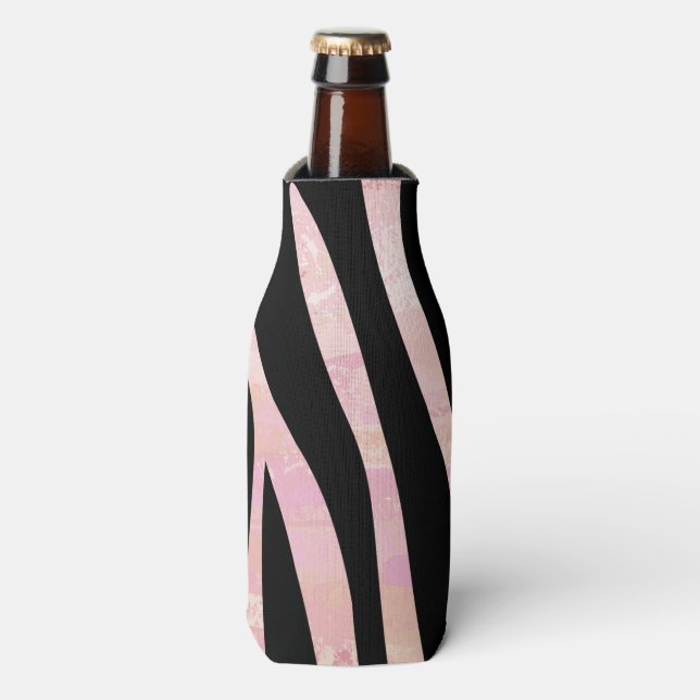Porta-garrafa Estampa Zebra Preto e Rosa (Frente da Garrafa)