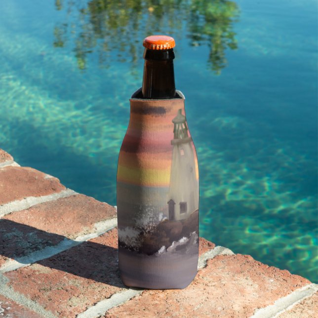 Porta-garrafa Farol Costeiro Com Céu Rosa e Laranja (Piscina in situ)