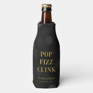 Porta-garrafa Faux Dourado Pop Fizz Clink Dark Bokeh