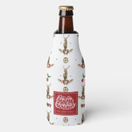 Porta-garrafa Feliz Natal Personalizado Padrão de Veado de Inver