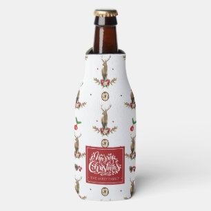 Porta-garrafa Feliz Natal Personalizado Padrão de Veados de Inv