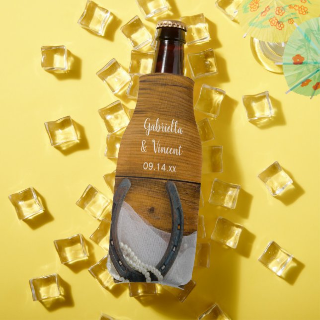 Porta-garrafa Ferradura e Pérolas País de Casamento Ocidental (Verão in situ)