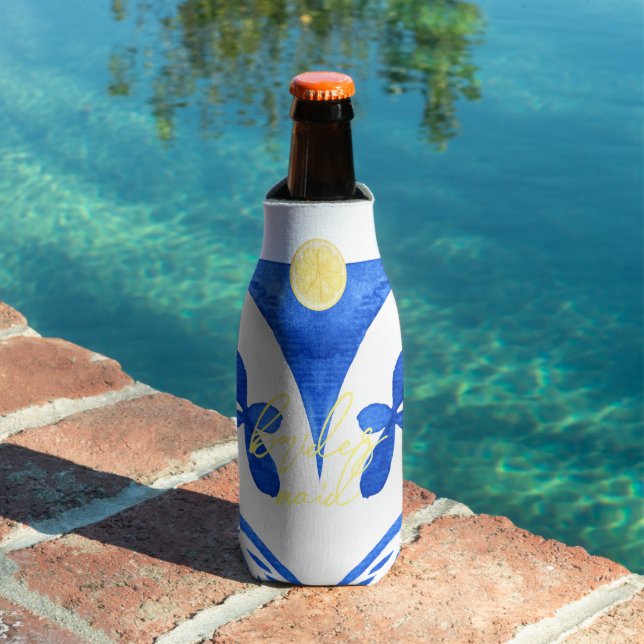 Porta-garrafa Festa de Despedida de Solteira Moderna | Azul (Piscina in situ)