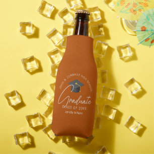 Porta-garrafa Festa de Graduação Personalizada Laranja Queimada