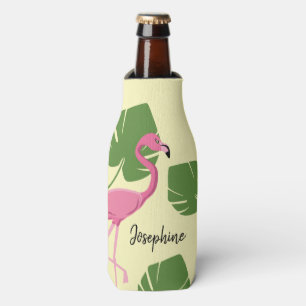 Porta-garrafa Flamingo Rosa Amarelo Nome Personalizado