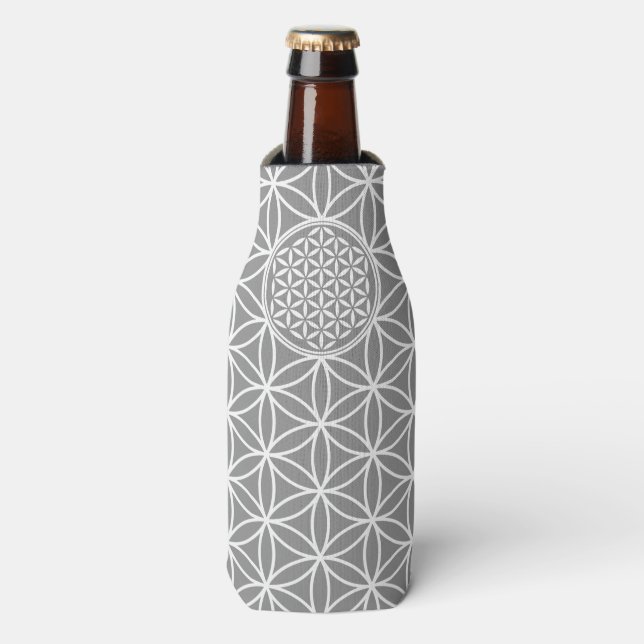 Porta-garrafa Flor da vida - sem problemas, branco simples + seu (Frente da Garrafa)