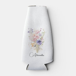 Porta-garrafa Flores selvagens roxas cor-de-rosa para pastel fem