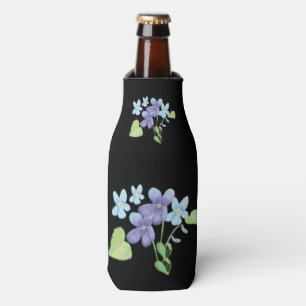 Porta-garrafa Flores Violetas Selvagens - Ilustração Preta