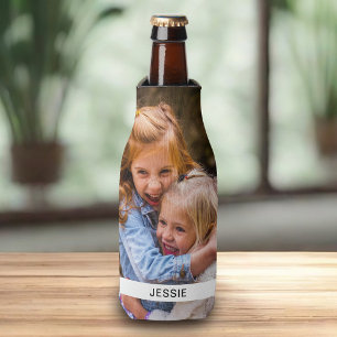 Porta-garrafa Foto personalizada e nome Frasco de Cerveja